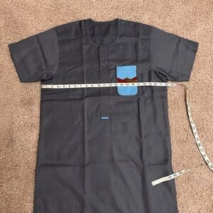 Utopia Africa Designs Charcoal Shirt with Sky Blue Pocket